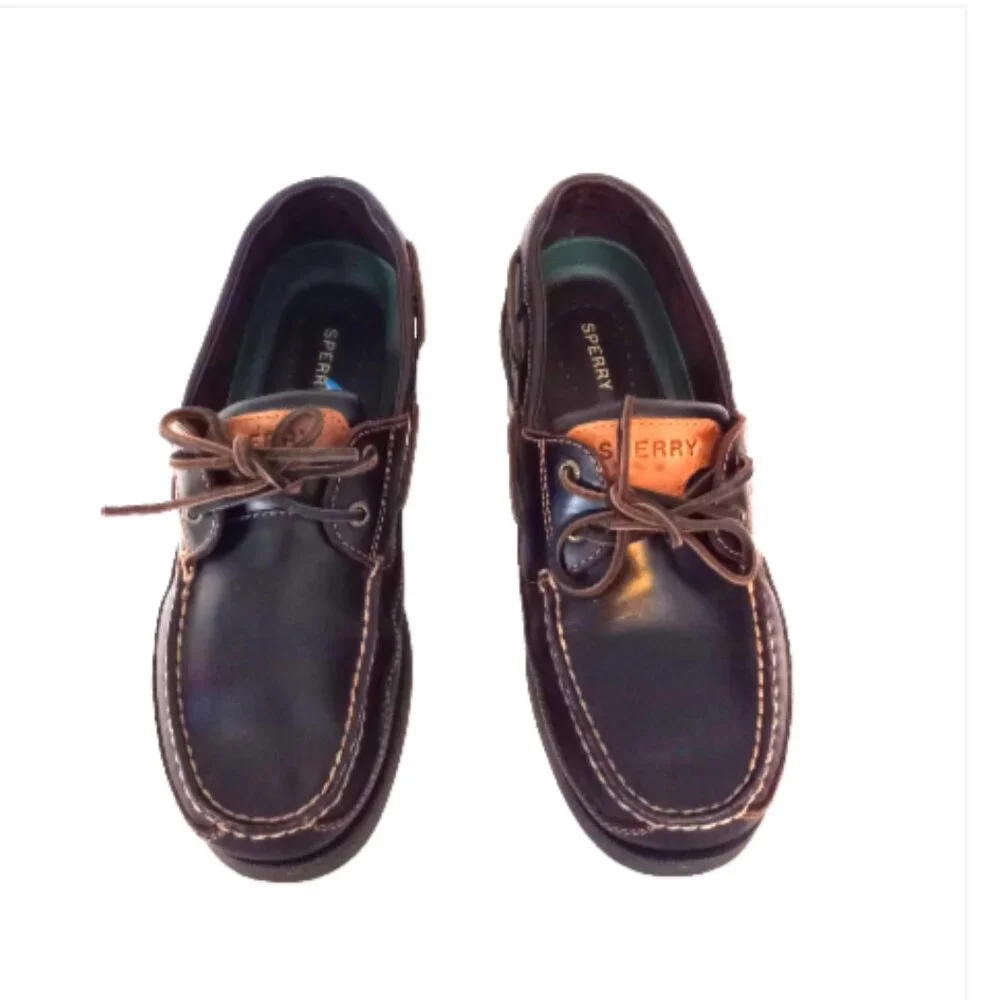 Sperry Top-Sider Men’s 10 Amaretto Leather 2-Eye Boat Shoes Canoe Moc 0764027W